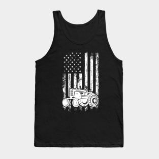 Farm Tractor American Flag Patriotic Farming USA Tank Top